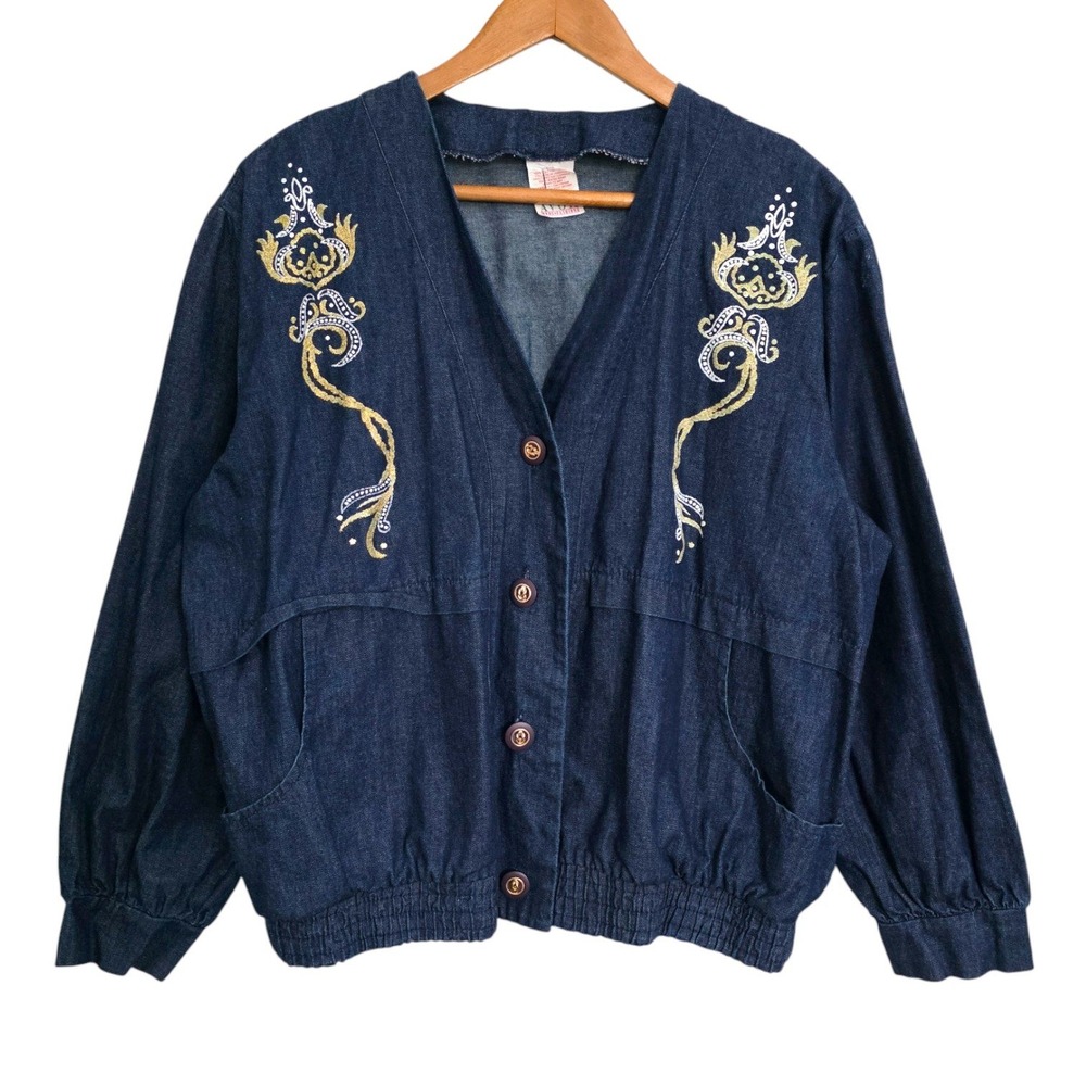 Vintage‎ Avon Embroidered Denim Bomber Jacket